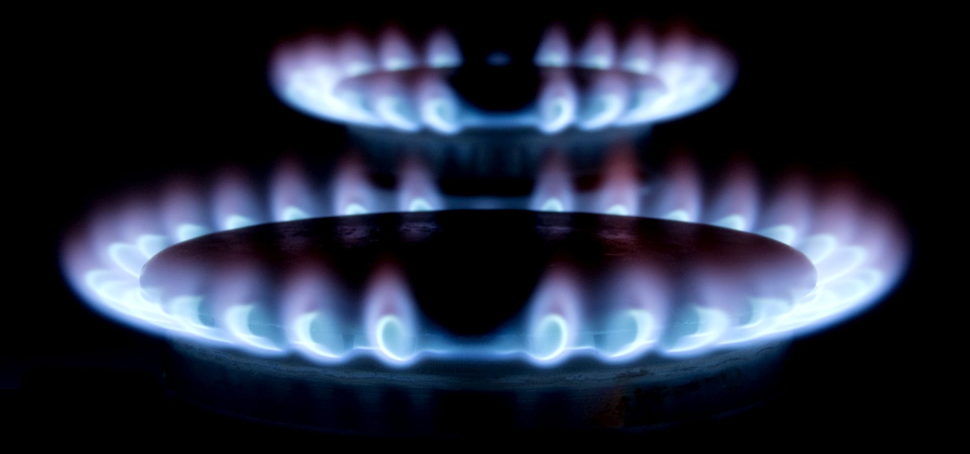 blue gas flame in darkness