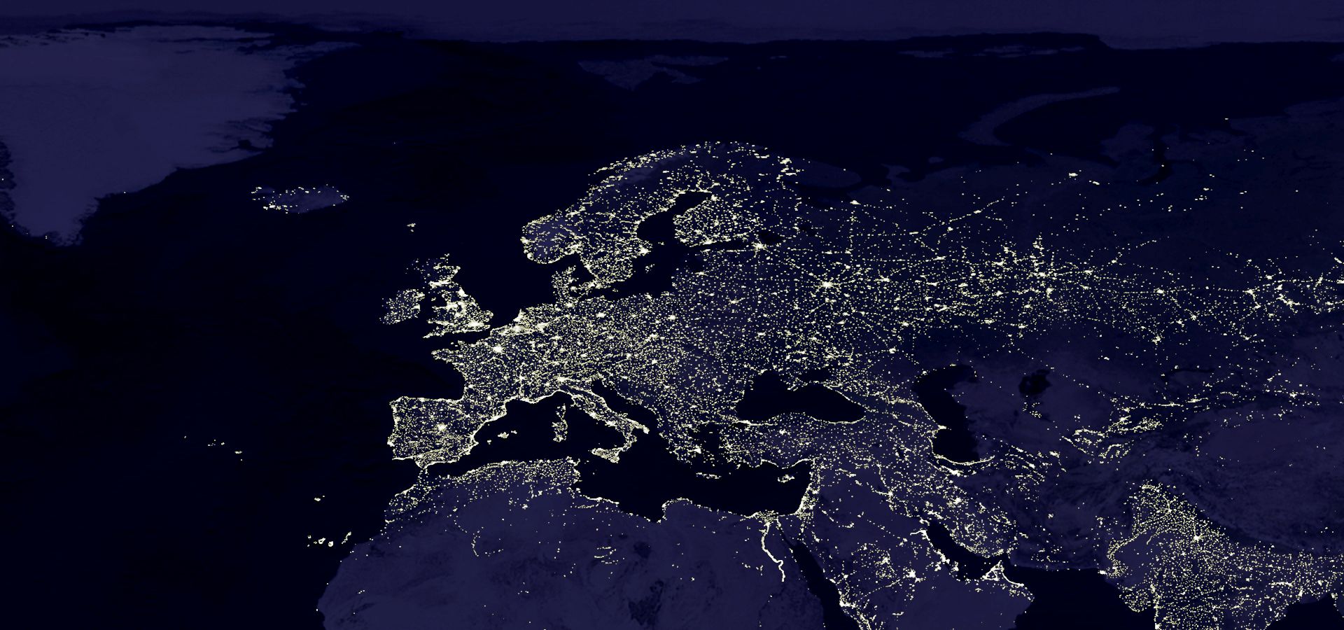 Europe at night from above