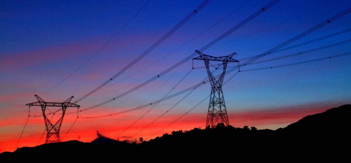 power lines at sunset