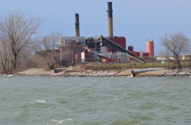 the Huntley plant seen from the NIagara river in winter