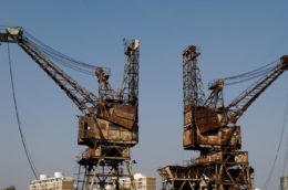 Cranes at the Battersea Power Station in London