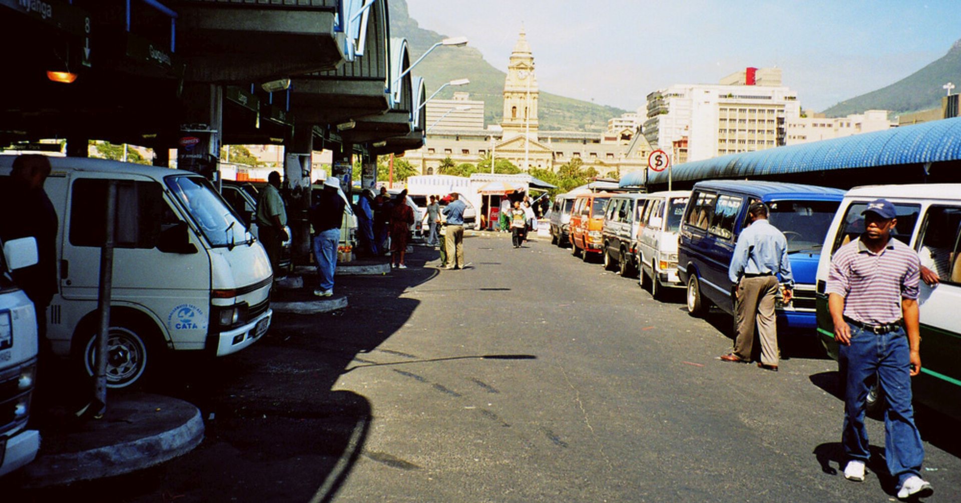 Taxi rank with view of Cape Town behind