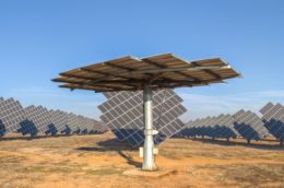Panoramic view of the photovoltaic power station of Cariñena, Zaragoza, Spain