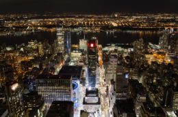 city lights of new york seen from above