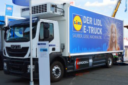 a parked electric truck from the German company Lidl