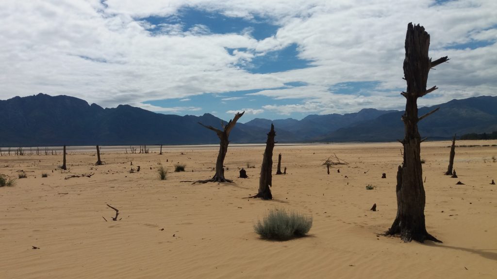 Theewaterskloof dam, Western Cape, South Africa, in condition after drought.