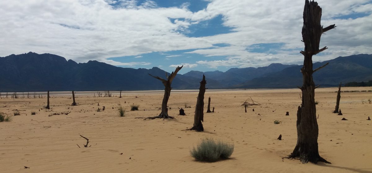 Theewaterskloof dam, Western Cape, South Africa, in condition after drought.